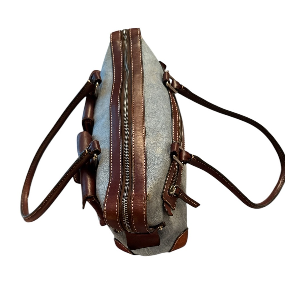 Dooney & Bourke Vintage Brown and Denim Shoulder Bag with Structured Design - Picture 11 of 16
